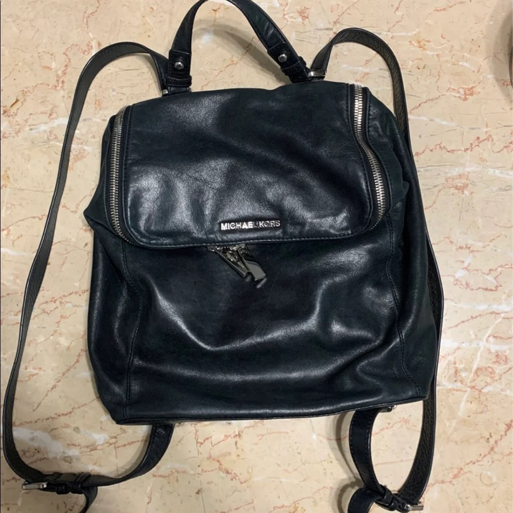 Michael Kors Black Leather Backpack